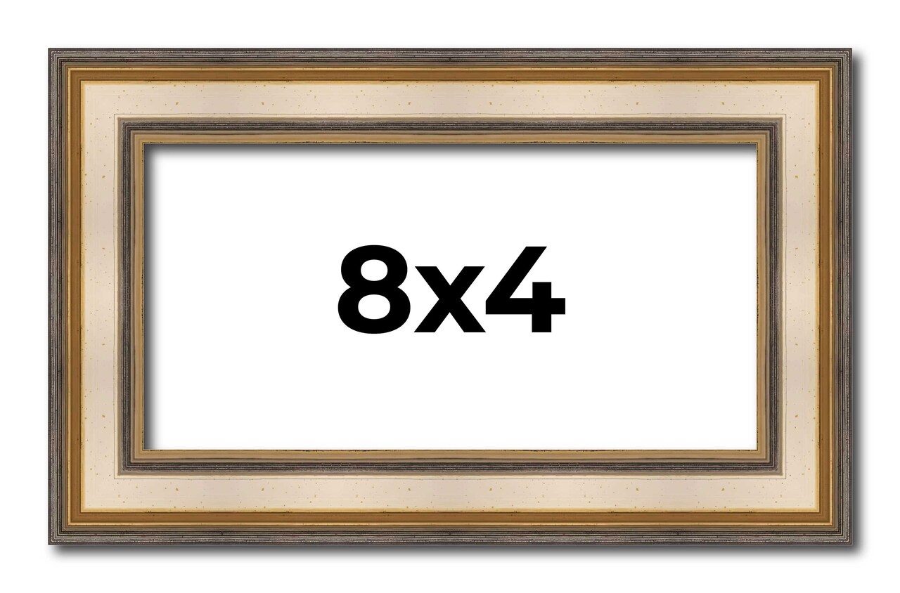 8x4 Refined Silver Picture Frame - UV Acrylic, Foam Board Backing, Hanging Hardware